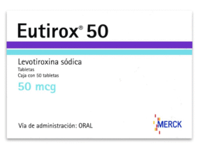 Caja de Eutirox 100 mcg, levotiroxina sódica para hipotiroidismo y regulación hormonal, venta en Perú