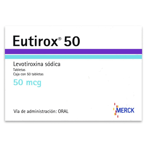 Caja de Eutirox 100 mcg, levotiroxina sódica para hipotiroidismo y regulación hormonal, venta en Perú