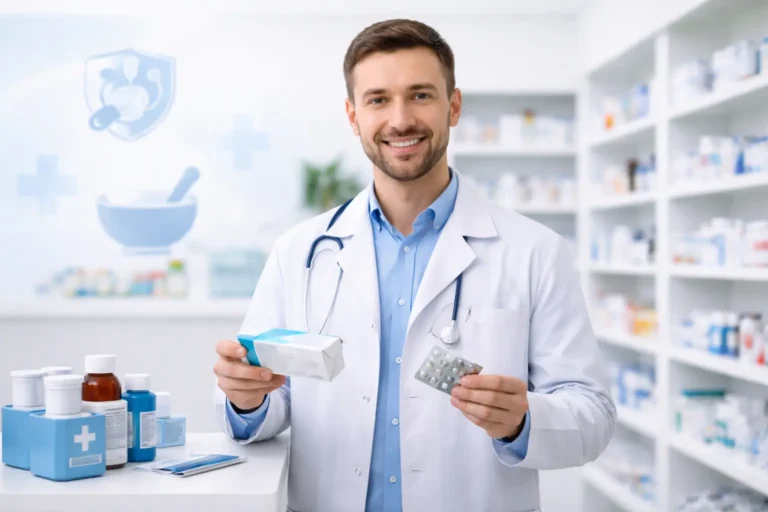 Especialista farmacéutico brindando orientación sobre medicamentos neurológicos y nootrópicos en Perú